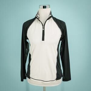 SanSoleil Size XS White Black 1/4 Zip Long Sleeve UFP 50 Sun Protection Top